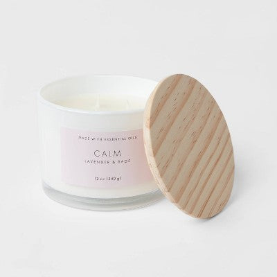  Wood Lidded Glass Wellness Calm Candle - Threshold™