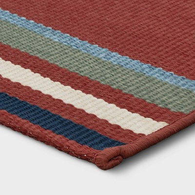  5'x7' Striped Outdoor Rug Red - Threshold™