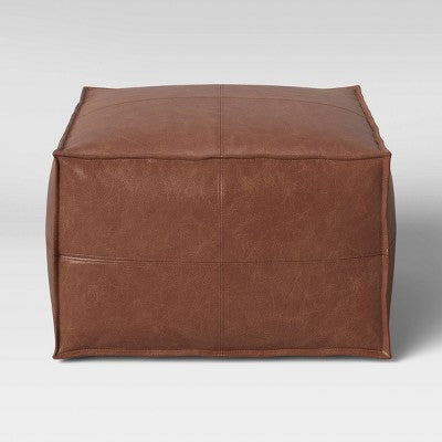  Earl Faux Leather French Seam Ottoman - Threshold™