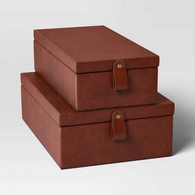  Faux Leather Storage Box Set - Threshold™