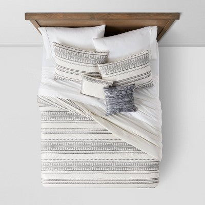  5pc Woven Diamond Stripe Comforter Set Cream/Black - Threshold™