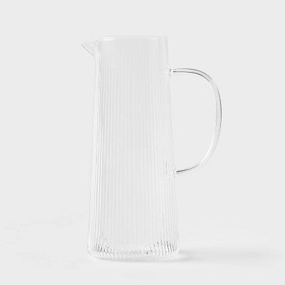  Ribbed Glass Pitcher Clear - Threshold™: 40.5oz Dishwasher-Safe Beverage Server For Hot/Cold Drinks