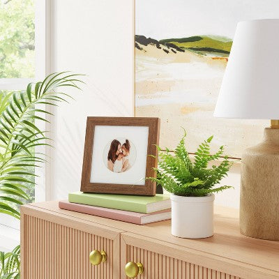  6" X 6" Matted To 4" X 4" Single Image Table Frame With Circle Brown - Threshold™: Polystyrene Material, Easel Back
