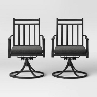  Fairmont 2pk Metal Patio Swivel Rocking Dining Chair - Threshold