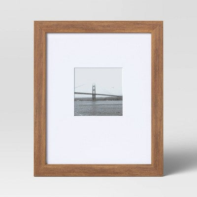  10.95" X 8.94" Matted To 4" X 4" Mid Tone Wood Single Image Frame Brown - Threshold™
