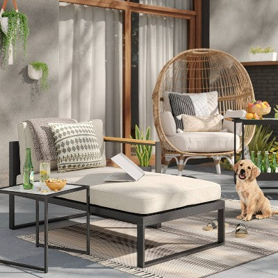  5' X 7' Striped Tapestry Outdoor Rug Gray - Threshold™