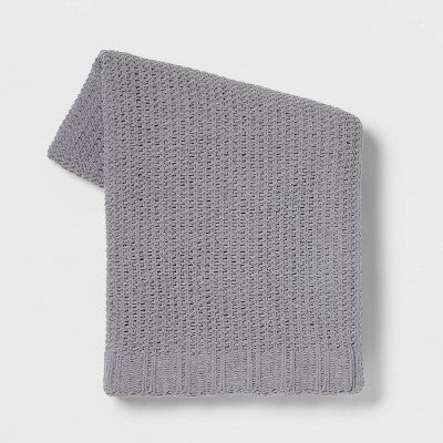  Solid Chenille Knit Throw Blanket - Threshold™