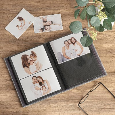  7" X 9" Photo Album With Frame Front Gray 2 Per Page - Threshold™: Fabric Cover, 18 Pages, Screw Binding