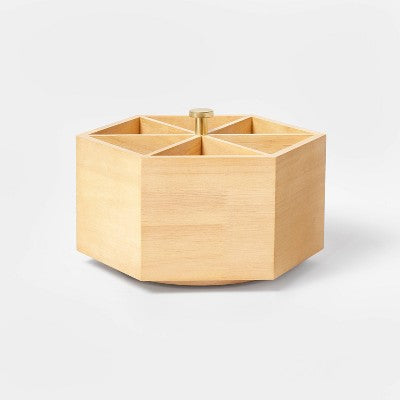  Wooden Spinning Pencil Caddy Naturals - Threshold™: Desk Organizer & Pen Holder, Rubberwood,