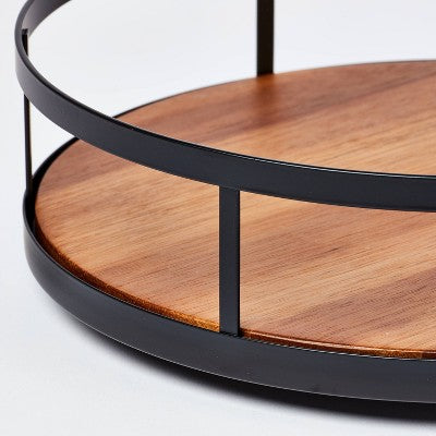  Wood Round Lazy Susan Spice Rack - Threshold™: Revolving Kitchen Organizer, Freestanding Black Wood & Metal