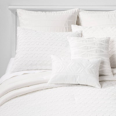  8pc Clipped Jacquard Geo Circle Comforter Bedding Set White - Threshold™
