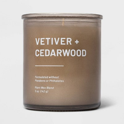  Glass Jar Vetiver And Cedarwood Candle Brown - Threshold™