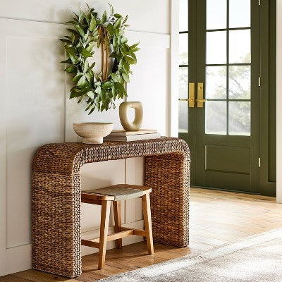  Oversized Fall Leaf Wreath With Velvet Ribbon Green - Threshold™ Designed With Studio McGee