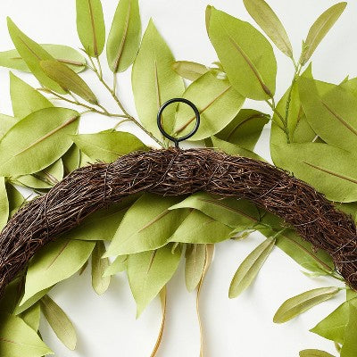  Oversized Fall Leaf Wreath With Velvet Ribbon Green - Threshold™ Designed With Studio McGee