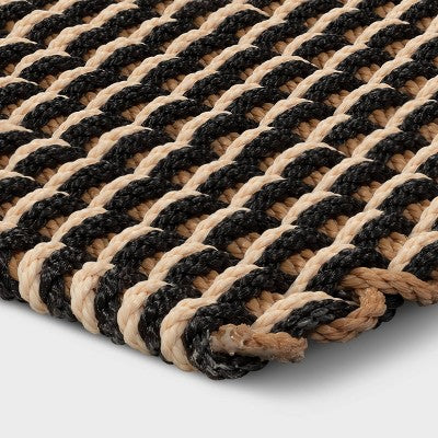  1'6"x2'6" Rope Braided Basket Weave Doormat Black/Brown/Cream - Threshold™