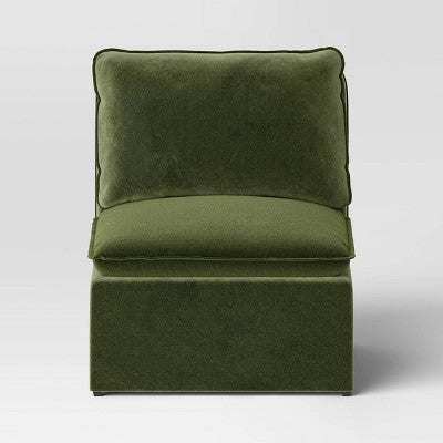  Haven Velvet Modular French Seam Sofa Chair Dark Green - Threshold™