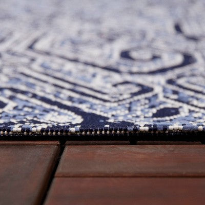  9'2"x12' Paisley Outdoor Rug Blue - Threshold™: Weather-Resistant Traditional Area, Woven Polypropylene