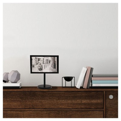  4" X 6" Modern Standing Single Picture Frame Black - Threshold™: Metal, Tabletop Display, Glass Glazing