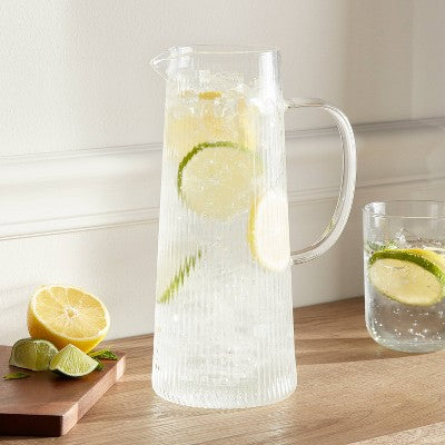  Ribbed Glass Pitcher Clear - Threshold™: 40.5oz Dishwasher-Safe Beverage Server For Hot/Cold Drinks