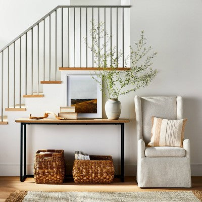  Hidden Hills Mixed Material Console Brown - Threshold™ Designed With Studio McGee