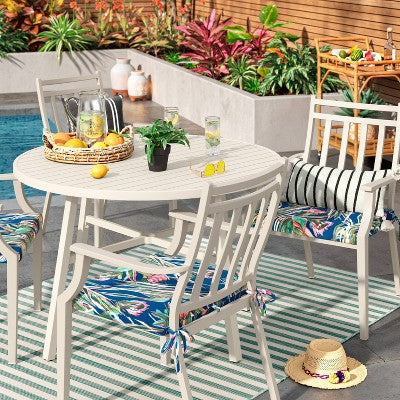  5'x7' Narrow Wornstripe Rectangular Woven Outdoor Area Rug Turquoise Blue - Threshold™