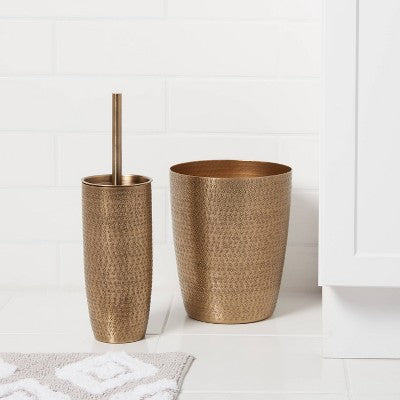  Hammered Metal Waste Can Brass - Threshold™