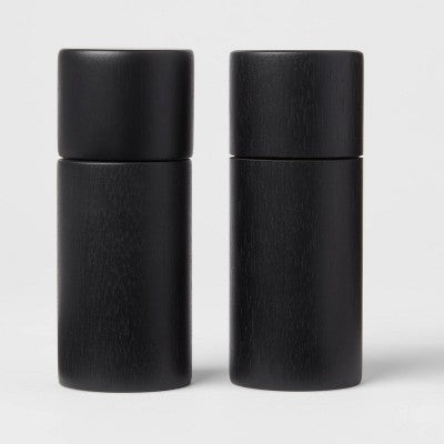  2pc Acacia Round Salt And Pepper Grinder Set Black - Threshold™: 5" Height, 63 Volume Capacity, Spice Mills, 2 Pieces