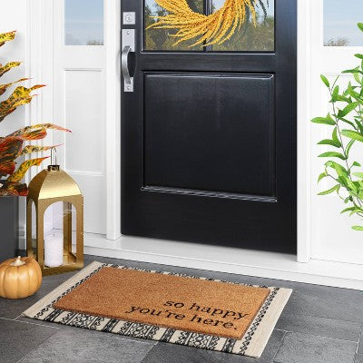  1'6"x2'6" So Happy You're Here Doormat Natural - Threshold™