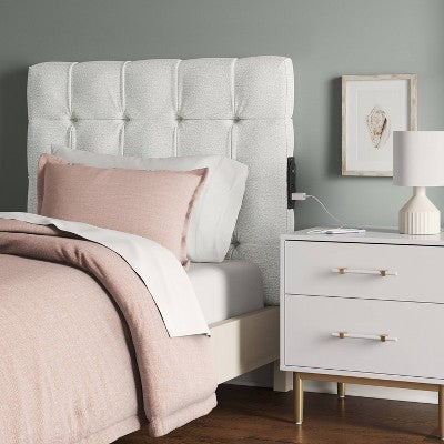 Twin Ryan Tufted Stick-on-the-Wall Dorm Headboard USB - Threshold™