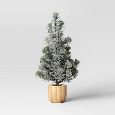  Artificial Plant Snowy Tree In Wood Pot - Threshold™