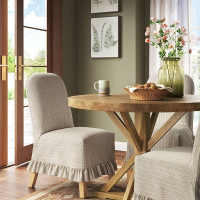  Rounded Back Slipcovered Dining Chair With Ruffle - Threshold™