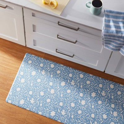  60" X 20" Floral Comfort Runner Mat Blue - Threshold™