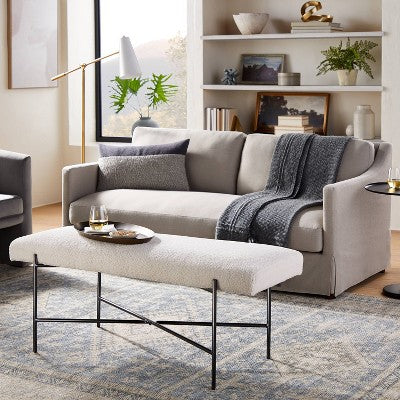  Clarkston Metal Base Upholstered Bench Cream Boucle - Threshold™ Designed With Studio McGee