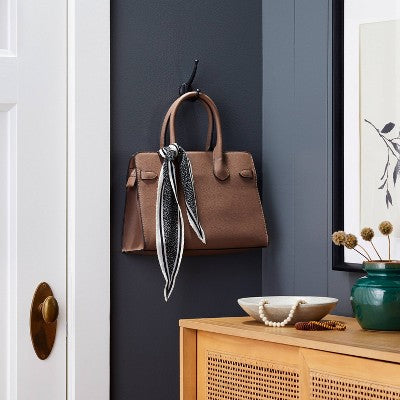  New Traditional Double Hook Matte Black - Threshold™: Wall Hook, Zinc Alloy, 15 Lb Capacity, Decorative Towel Hook