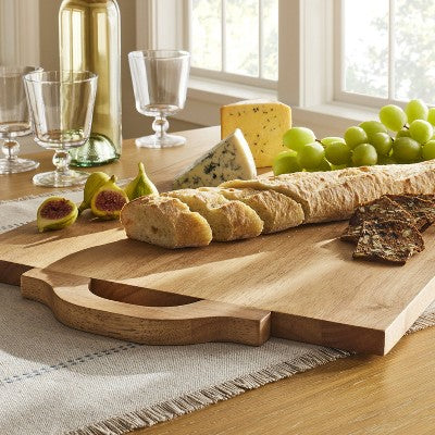  Large Handled Serving Board Brown - Threshold™ Designed With Studio McGee: Rubberwood Charcuterie Tray, 22" Rectangle