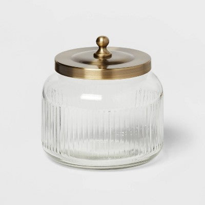  Small Glass Bath Canister Brass - Threshold™: Elegant Storage Container With Lid For Bathroom Organization