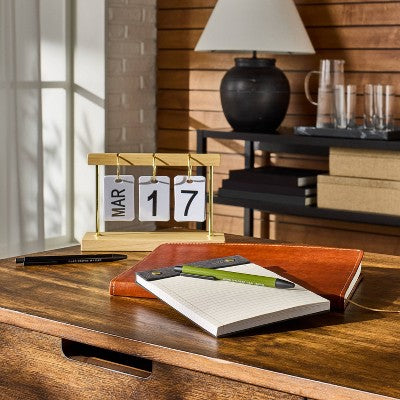  Rubber Wood Desk Calender Natural Wood - Threshold™: Office Supplies Desk Organizer, Brown Rubberwood, 7.5" Width
