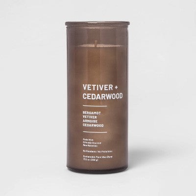  Glass Jar Vetiver And Cedarwood Candle Brown - Threshold™
