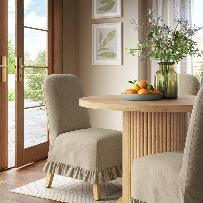  Rounded Back Slipcovered Dining Chair With Ruffle - Threshold™