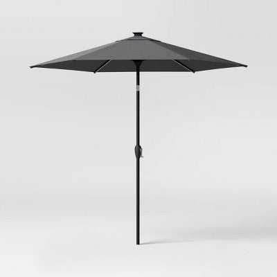  8' Round Solid Solar Outdoor Patio Market Umbrella With Black Pole - Threshold™