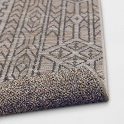  Outlined Geo Pattern Outdoor Rug Neutral - Threshold™