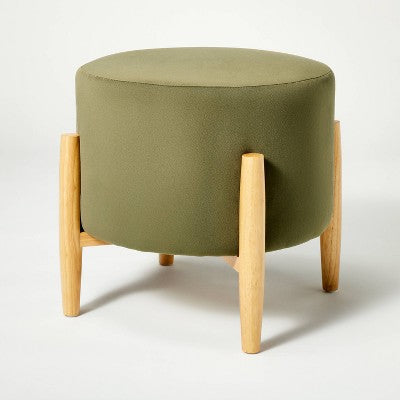  Elroy Round Velvet Ottoman With Wooden Legs - Threshold™ Designed With Studio McGee