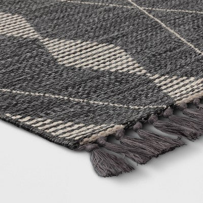  Striped Diamonds Rectangular Woven Outdoor Area Rug Charcoal Gray - Threshold™