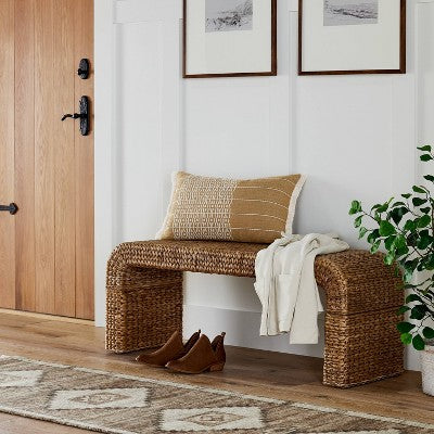  Oversized Embroidered Striped Lumbar Throw Pillow Brown - Threshold™ Designed With Studio McGee