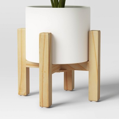  Artificial Leaf In Wood Planter - Threshold™: Lush Taro, White Stoneware Pot, Indoor Decor