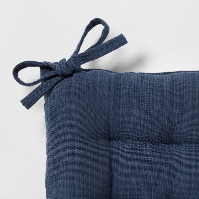  Denim Solid Chair Pad Seat Cushion Blue - Threshold™: Indoor Kitchen Chair Cushions, Cotton & Polyester, 15"x15"