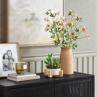  Artificial Succulent Wood Planter - Threshold™: Faux Greenery, Indoor Stoneware Pot Decor