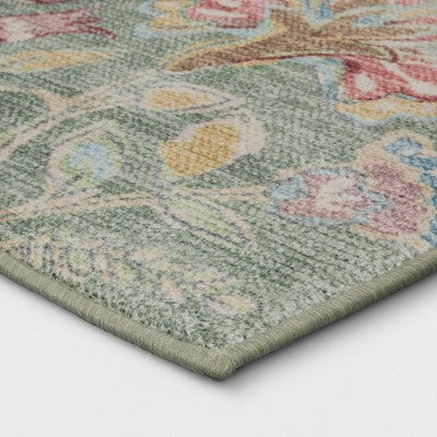  28"x84" Floral Memory Foam Runner Rug Sage Green - Threshold™