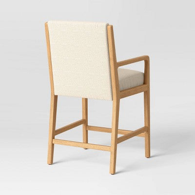  2pk Esters Wood Arm Counter Height Barstool Cream/Natural Wood - Threshold™