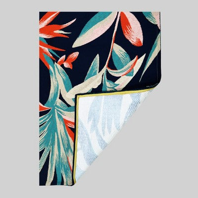  5' X 7' Jungle Tropical Outdoor Rug Navy/Coral - Threshold™